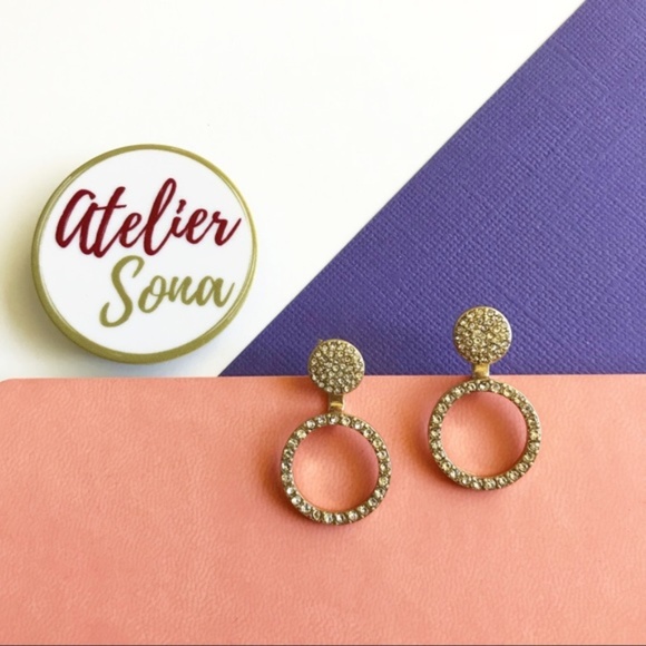 Atelier Sona Jewelry - Pave Stud Jacket Hoop Earrings